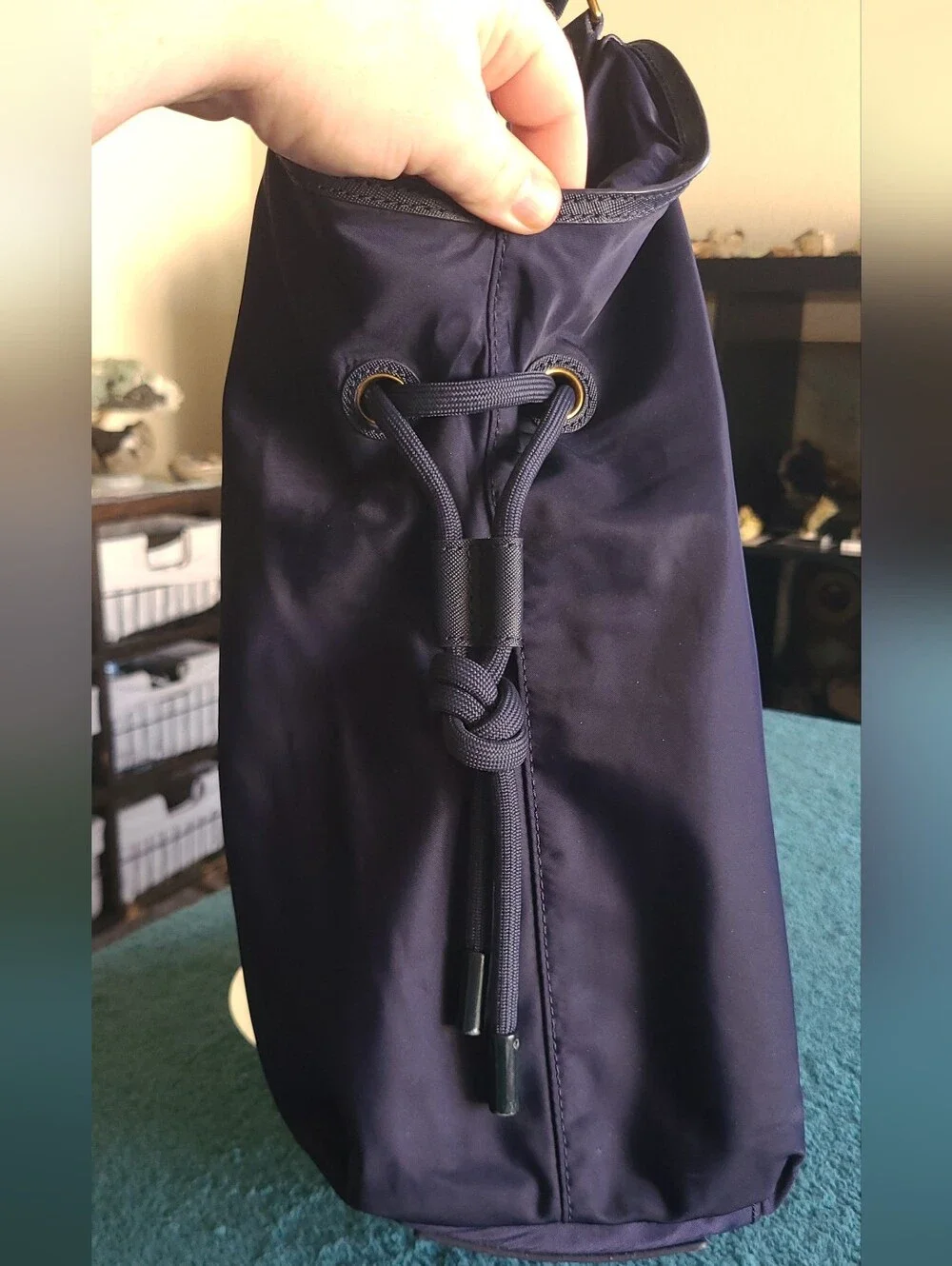 Tory Burch navy blue nylon shoulder tote bag